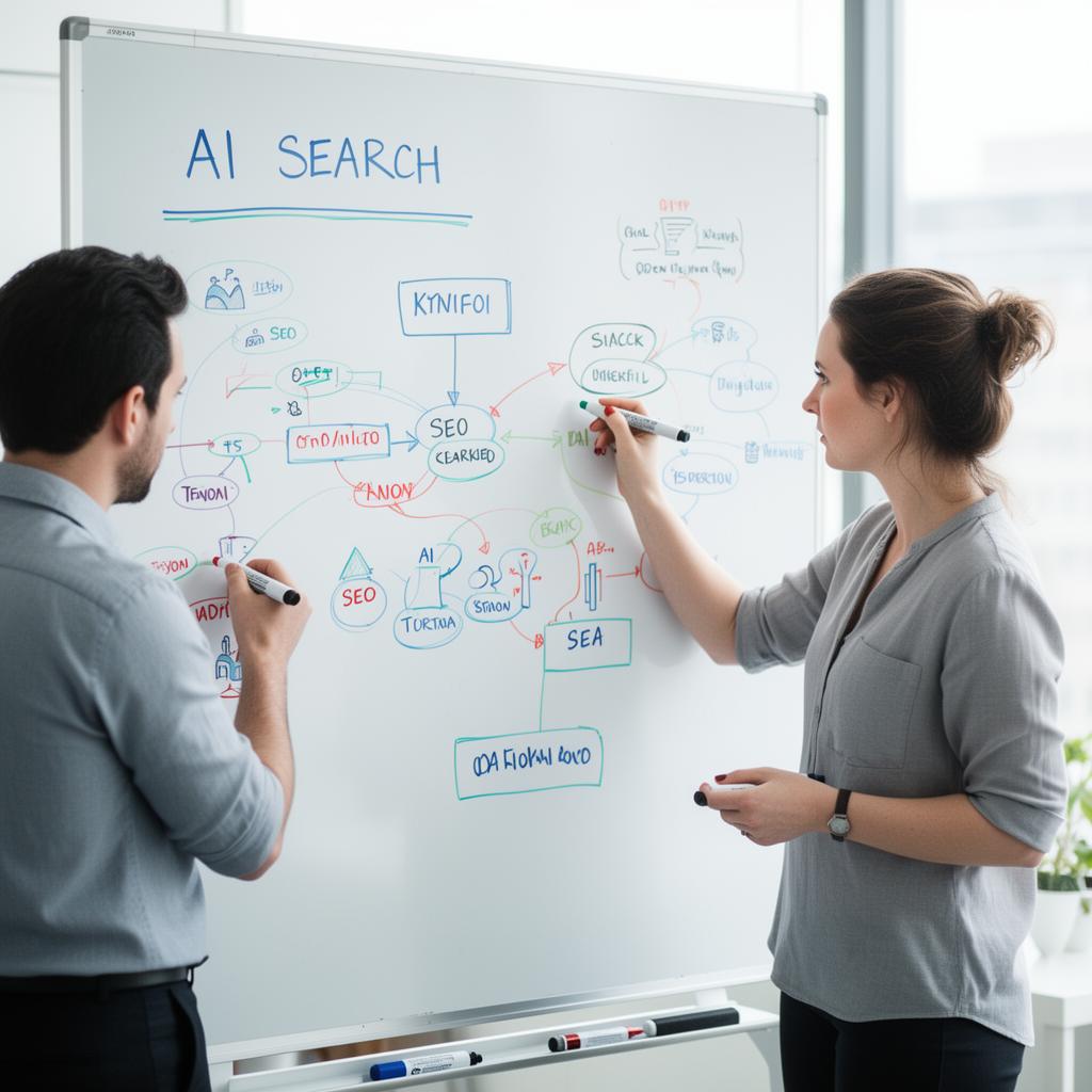 SEONinja R&D lab whiteboard mapping ChatGPT, Gemini and Perplexity citation patterns for generative engine optimisation (GEO)